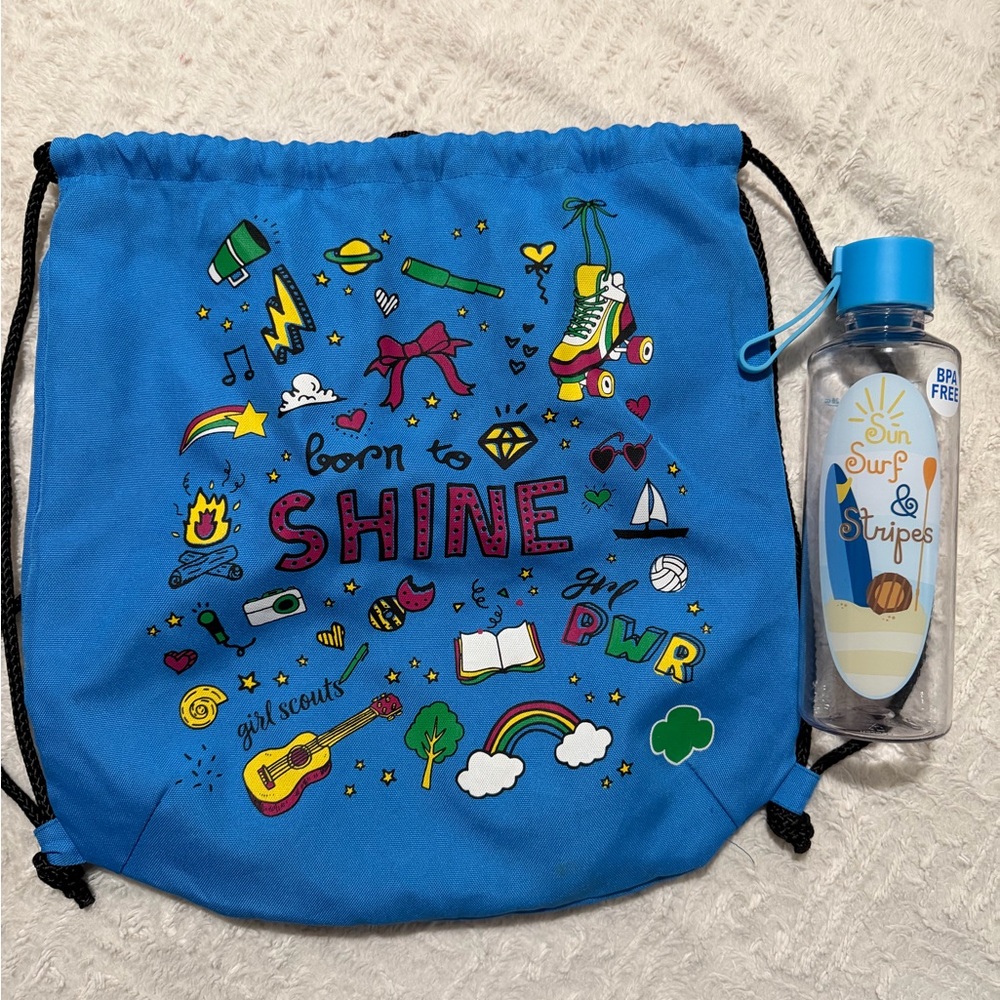 Blue Kids Drawstring Bag with Fun Design